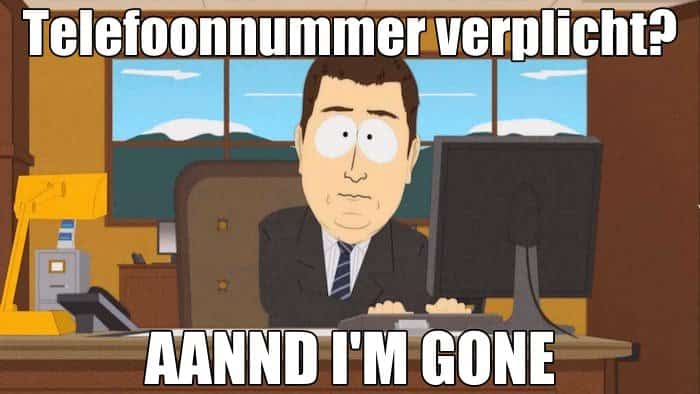 telefoonnummer verplicht